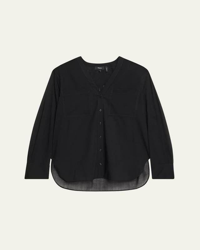 Oversized Lightweight Button-Front Shirt